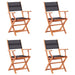 Folding Garden Chairs 4 Pcs Black Solid Eucalyptus Wood