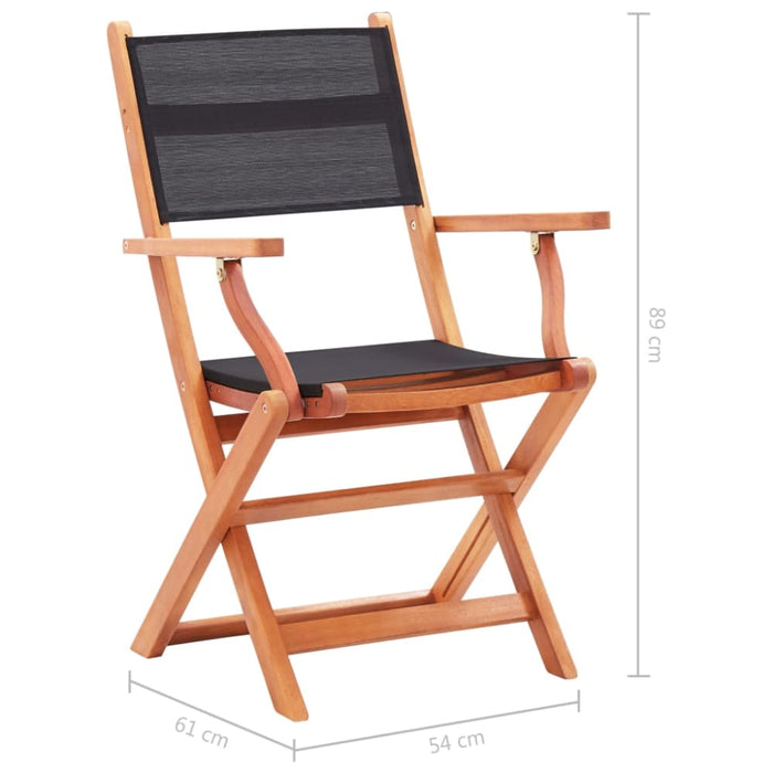 Folding Garden Chairs 4 Pcs Black Solid Eucalyptus Wood