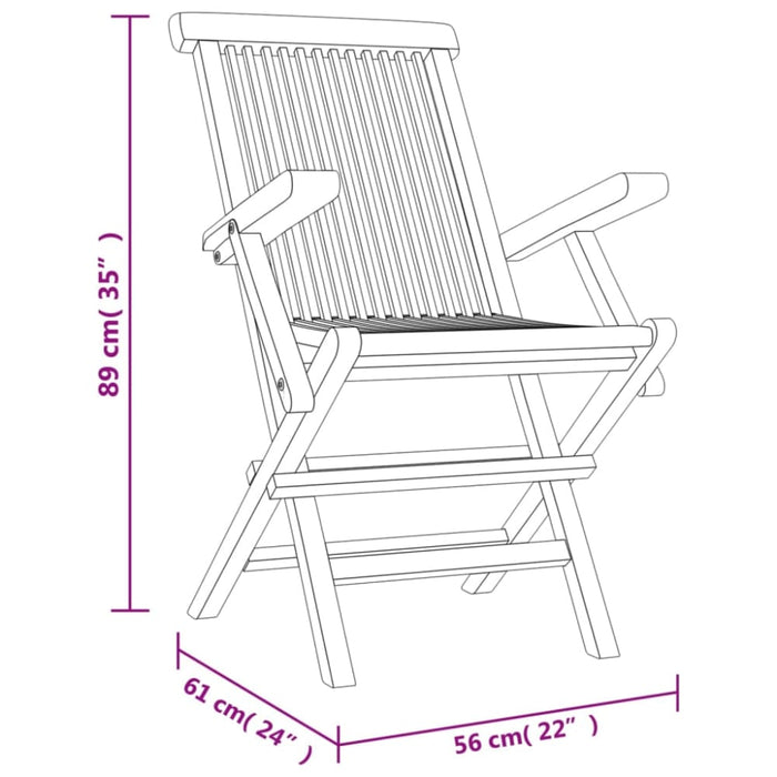 Folding Garden Chairs 4 Pcs Grey 56x61x89 Cm Solid Wood