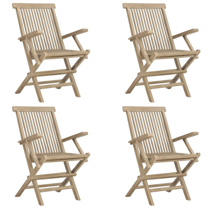 Folding Garden Chairs 4 Pcs Grey 56x61x89 Cm Solid Wood