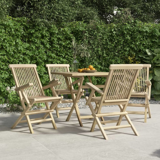 Folding Garden Chairs 4 Pcs Grey 56x61x89 Cm Solid Wood