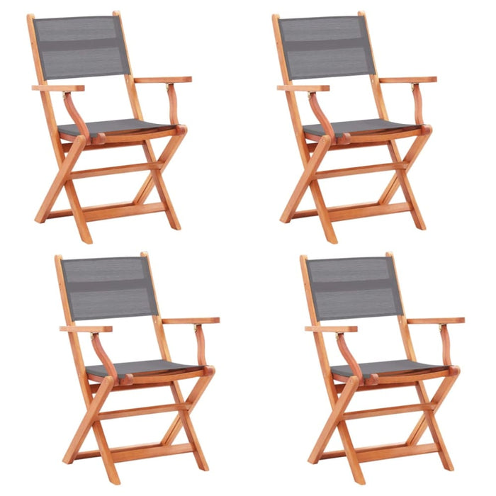 Folding Garden Chairs 4 Pcs Grey Solid Eucalyptus Wood