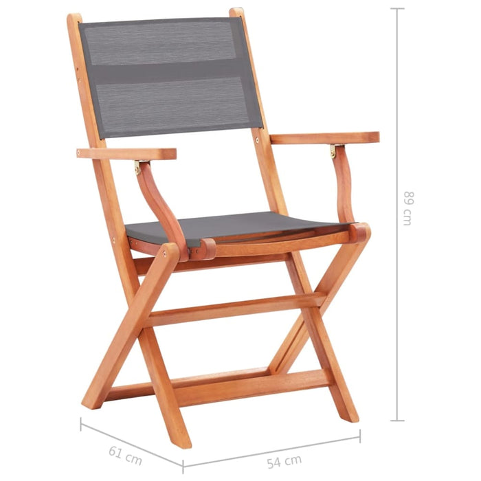 Folding Garden Chairs 4 Pcs Grey Solid Eucalyptus Wood