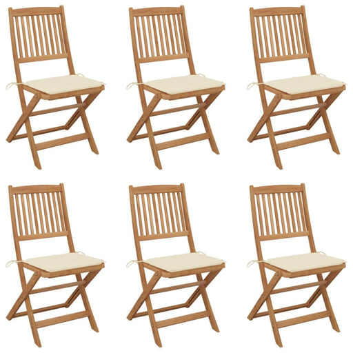 Folding Garden Chairs 6 Pcs With Cushions Solid Acacia Wood