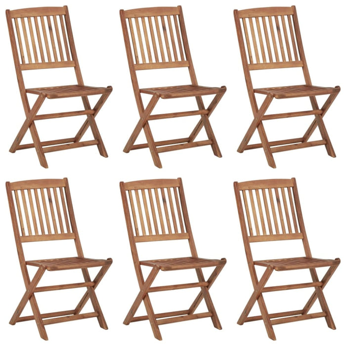 Folding Garden Chairs 6 Pcs With Cushions Solid Acacia Wood