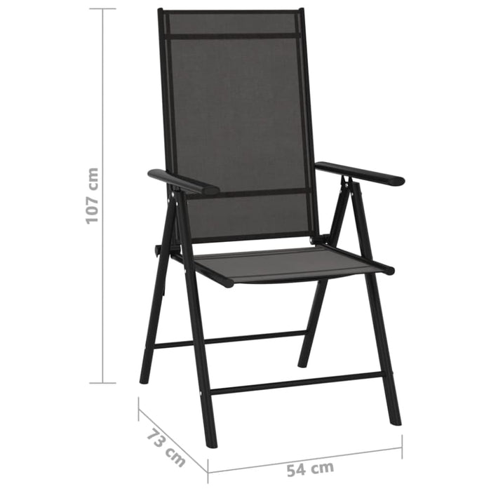 Folding Garden Chairs 6 Pcs Textilene Black Toxoik