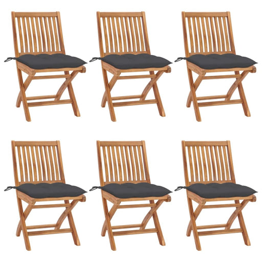 Folding Garden Chairs With Cushions 6 Pcs Solid Teak Wood