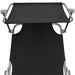 Folding Sun Lounger With Canopy Steel And Fabric Black Aooki