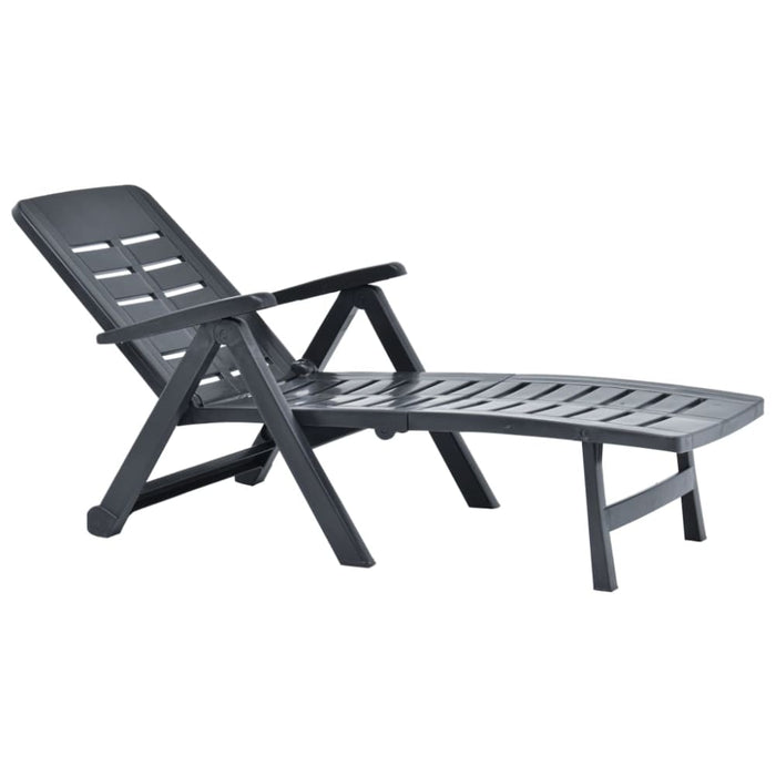 Folding Sun Lounger Plastic Anthracite Anipl