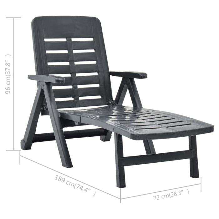 Folding Sun Lounger Plastic Anthracite Anipl