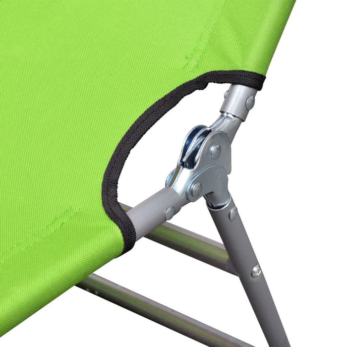 Folding Sun Lounger Powder-coated Steel Apple Green Aoanb