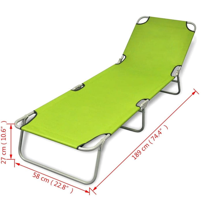 Folding Sun Lounger Powder-coated Steel Apple Green Aoanb