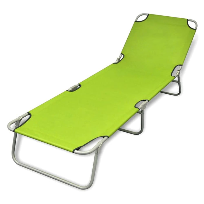 Folding Sun Lounger Powder-coated Steel Apple Green Aoanb