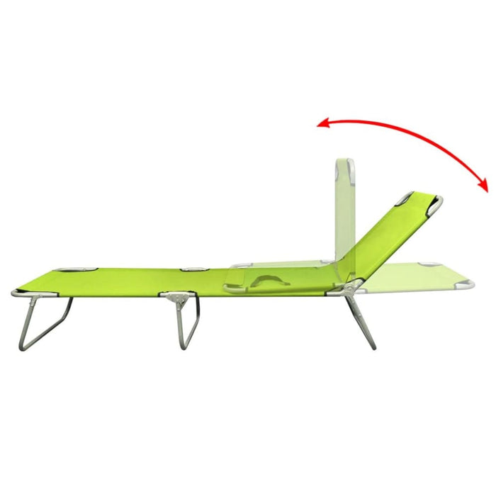 Folding Sun Lounger Powder-coated Steel Apple Green Aoanb