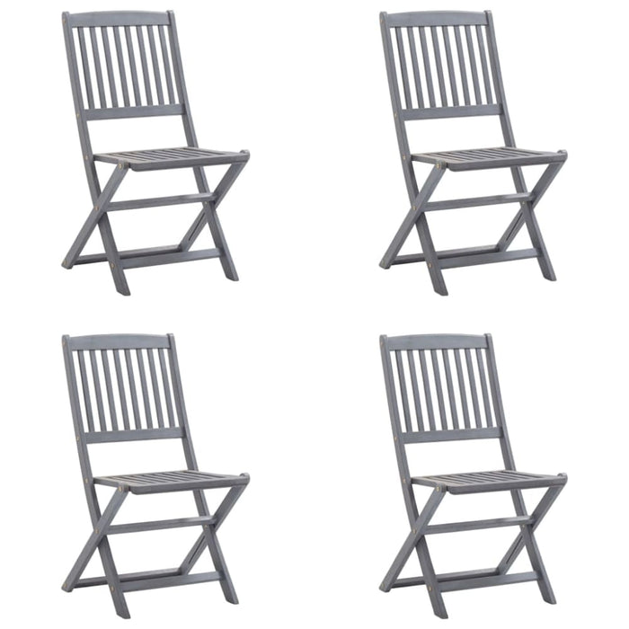 Folding Outdoor Chairs 4 Pcs With Cushions Solid Acacia