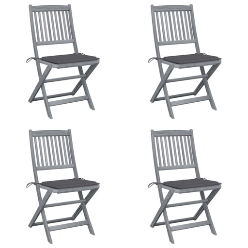 Folding Outdoor Chairs 4 Pcs With Cushions Solid Acacia