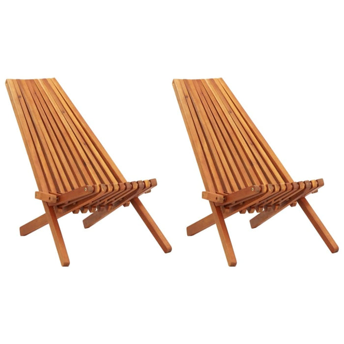 Folding Outdoor Lounge Chairs 2 Pcs Solid Acacia Wood Apkip