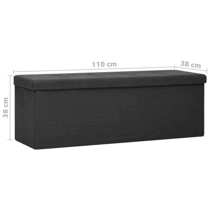 Folding Storage Bench Black Faux Linen Ttniko