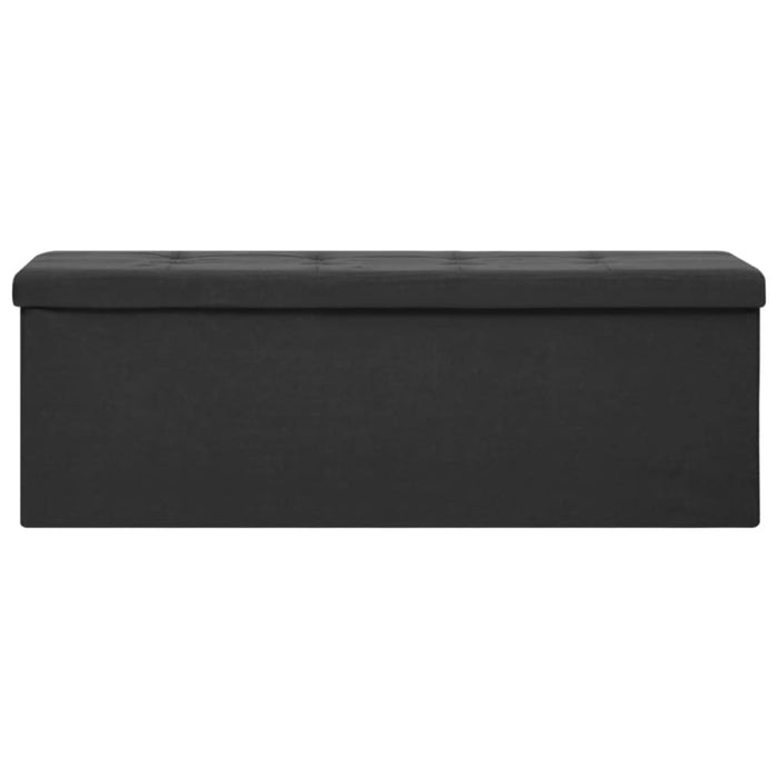 Folding Storage Bench Black Faux Linen Ttniko