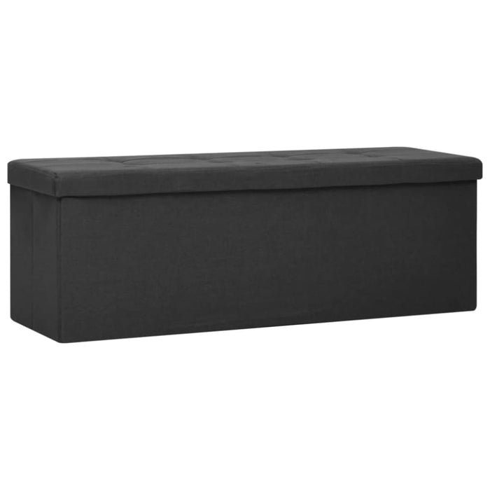 Folding Storage Bench Black Faux Linen Ttniko