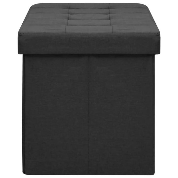 Folding Storage Bench Black Faux Linen Ttniko