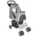 Folding Pet Stroller Dog Cat Travel Carrier Grey Oibkob