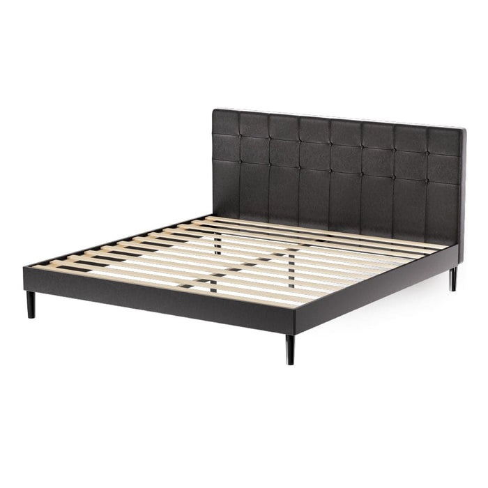 Bed Frame King Base w Rgb Led Lights Charge Ports Black