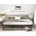 Bed Frame Metal Platform King Size Base Mattress Black Tino