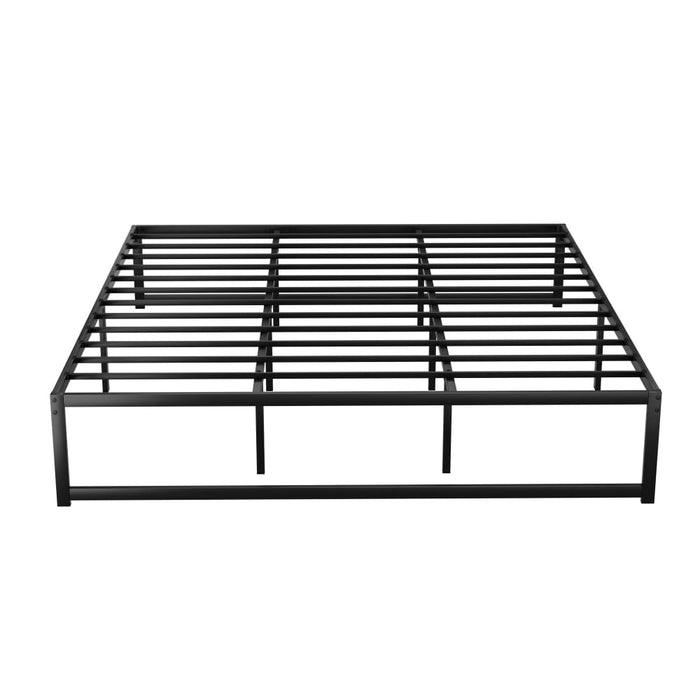 Bed Frame Metal Platform King Size Base Mattress Black Tino