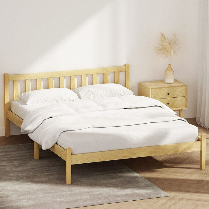 Bed Frame Wooden Double Size Base Pine Timber Mattress