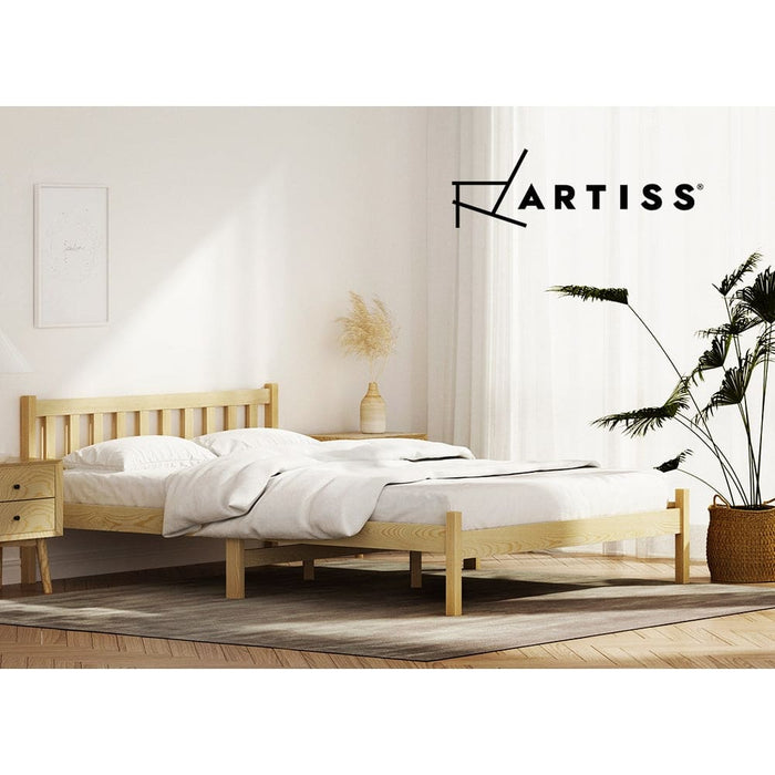 Bed Frame Wooden Double Size Base Pine Timber Mattress
