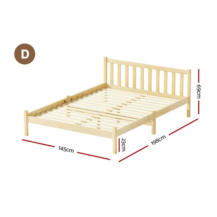 Bed Frame Wooden Double Size Base Pine Timber Mattress