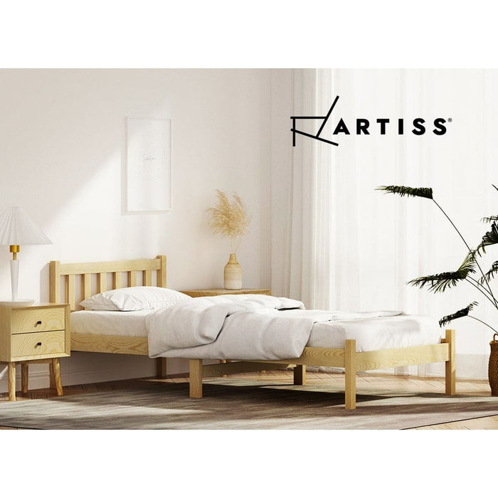Bed Frame Wooden Single Size Sofie Pine Timber Mattress