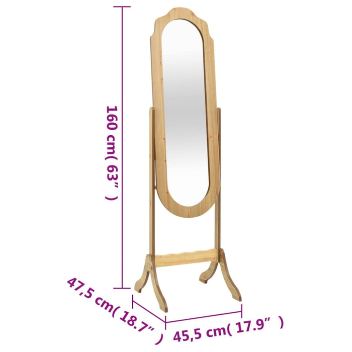 Free Standing Mirror 45.5x47.5x160 Cm Engineered Wood Tptkbp