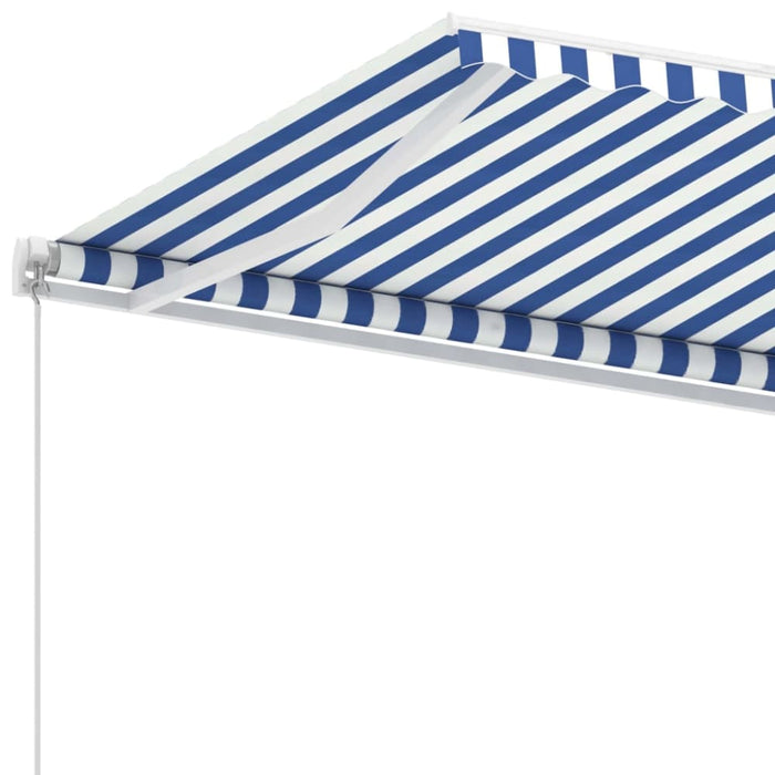 Freestanding Manual Retractable Awning 300x250 Cm Blue White