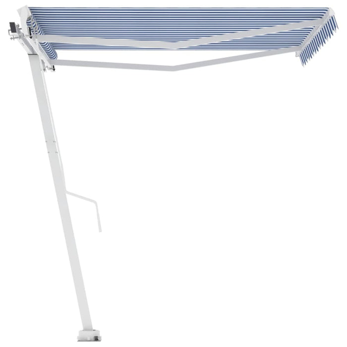 Freestanding Manual Retractable Awning 300x250 Cm Blue White