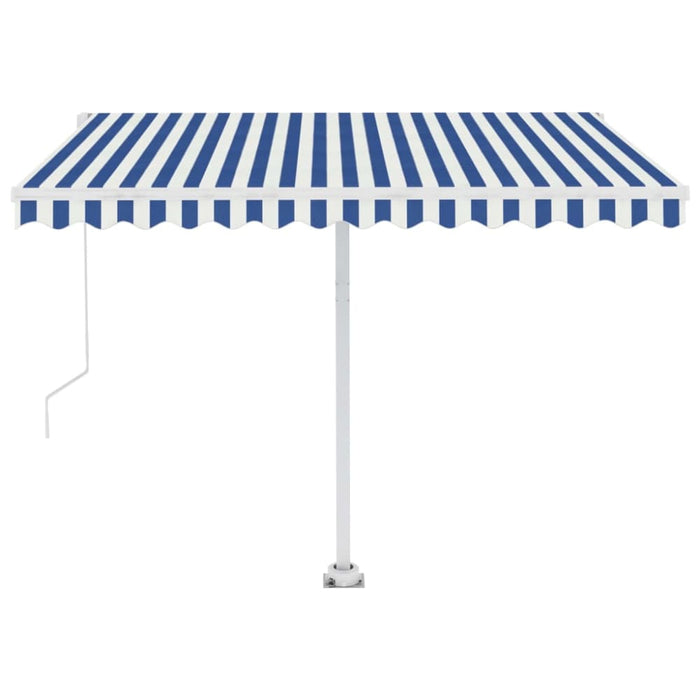 Freestanding Manual Retractable Awning 300x250 Cm Blue White