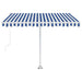 Freestanding Manual Retractable Awning 300x250 Cm Blue White