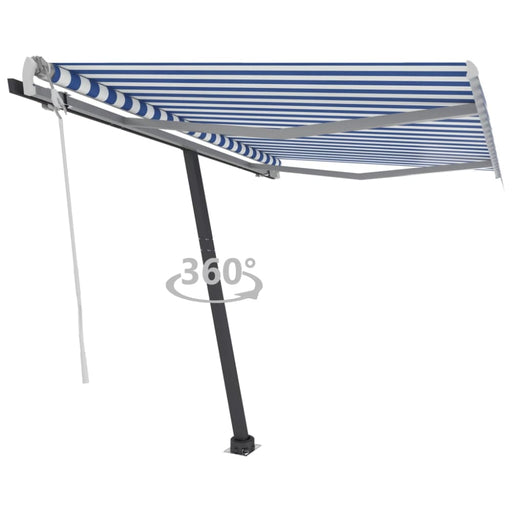 Freestanding Manual Retractable Awning 300x250 Cm Blue White