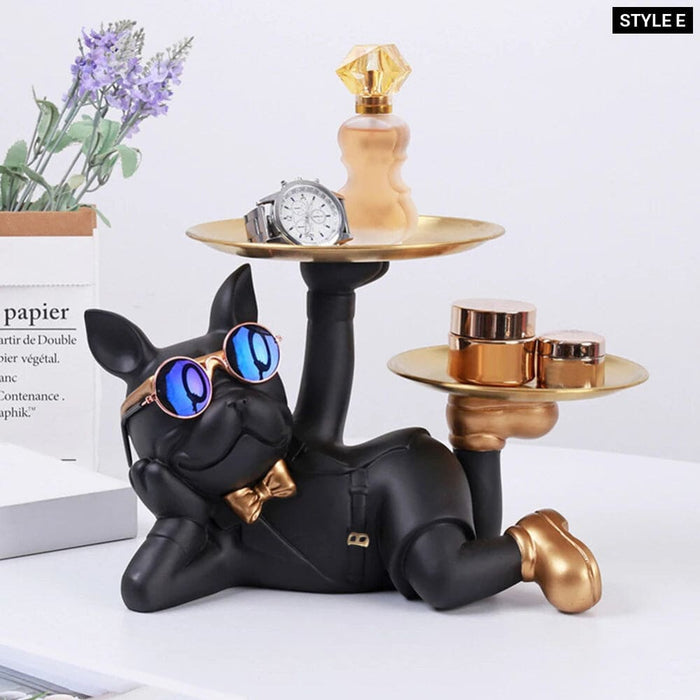 French Bulldog Sculpture With Tray And Key Holder