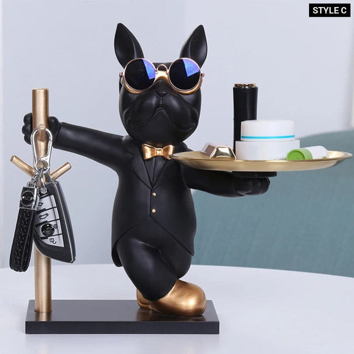 French Bulldog Sculpture With Tray And Key Holder