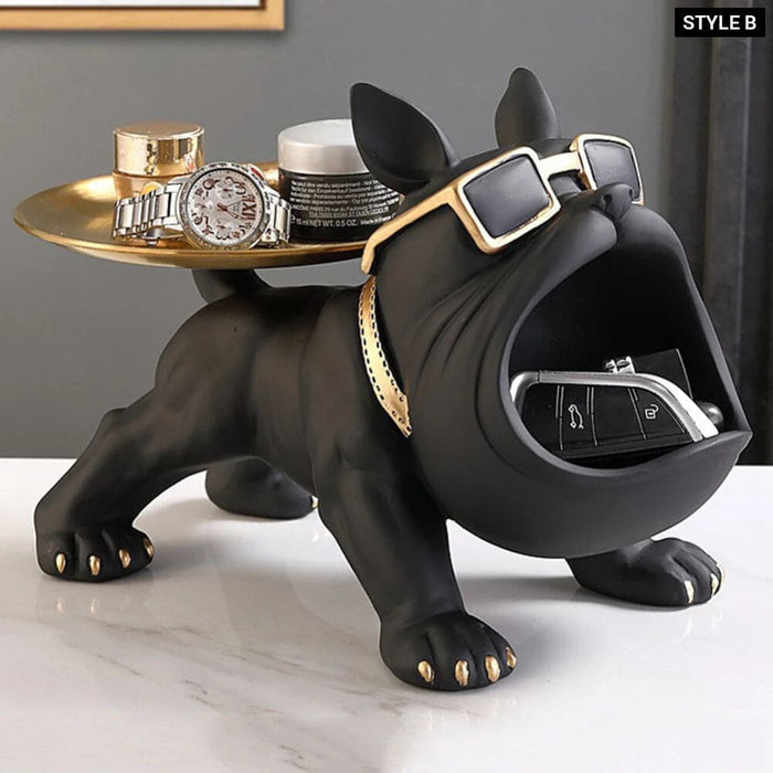 French Bulldog Sculpture With Tray And Key Holder