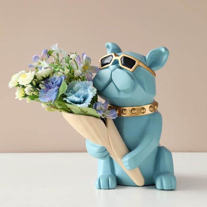 French Bulldog Statue Vase For Flower Cool Dog Decoration