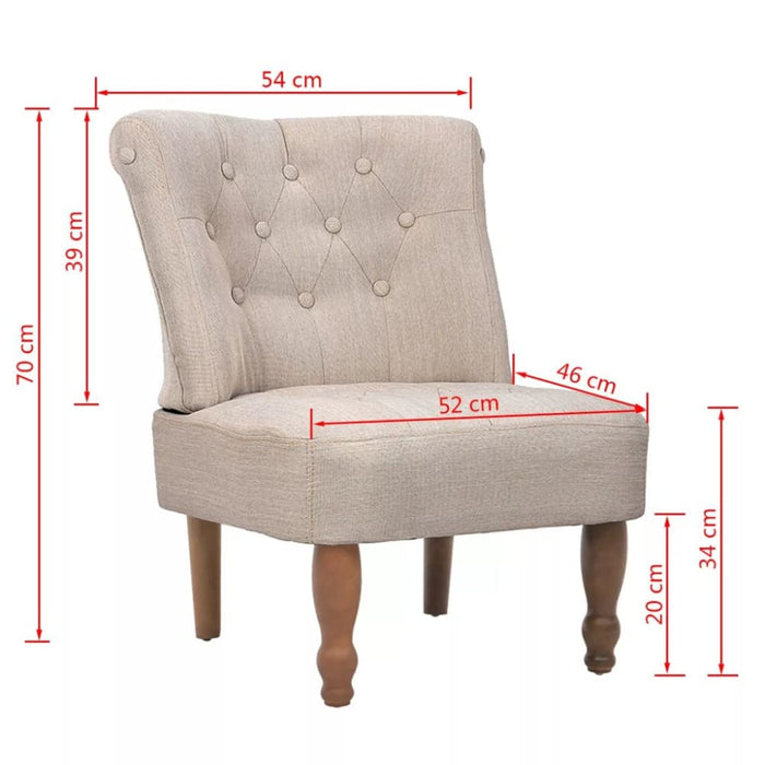 French Chairs 2 Pcs Cream Fabric Gl879