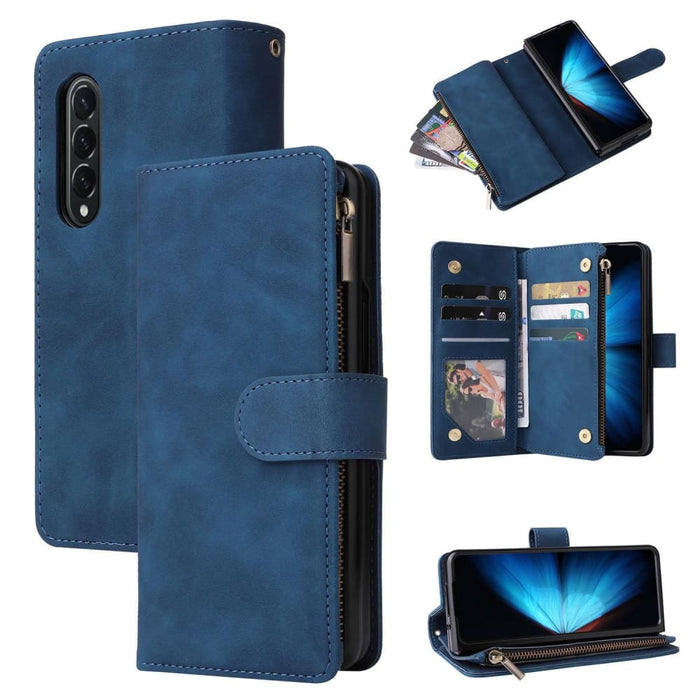 Frosted Leather Zip Wallets For Samsung Galaxy z Fold 4