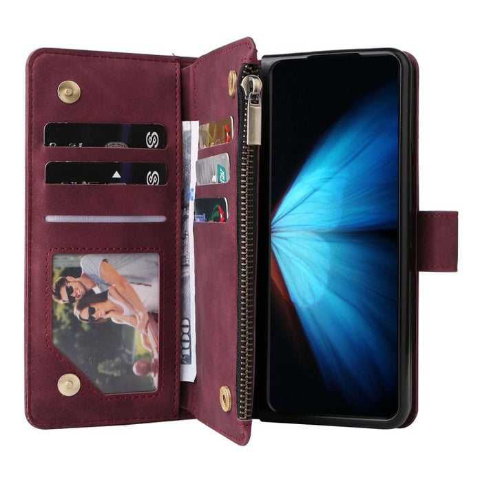 Frosted Leather Zip Wallets For Samsung Galaxy z Fold 4