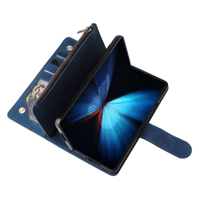 Frosted Leather Zip Wallets For Samsung Galaxy z Fold 4