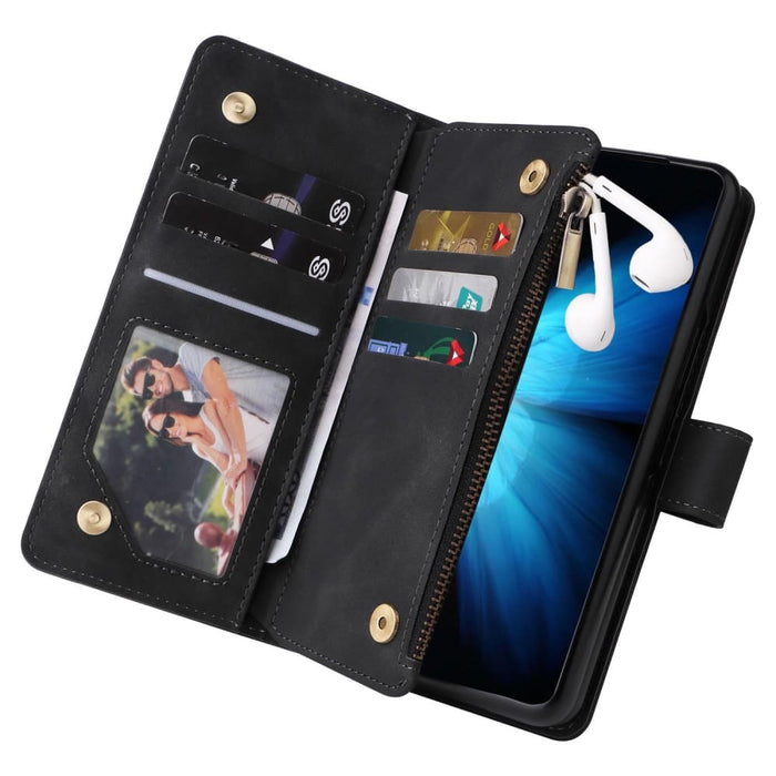 Frosted Leather Zip Wallets For Samsung Galaxy z Fold 4