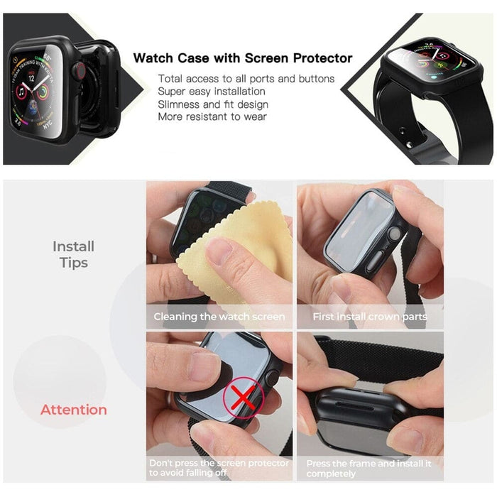 Full Cover Bumper + screen Protector For Apple Watch Series