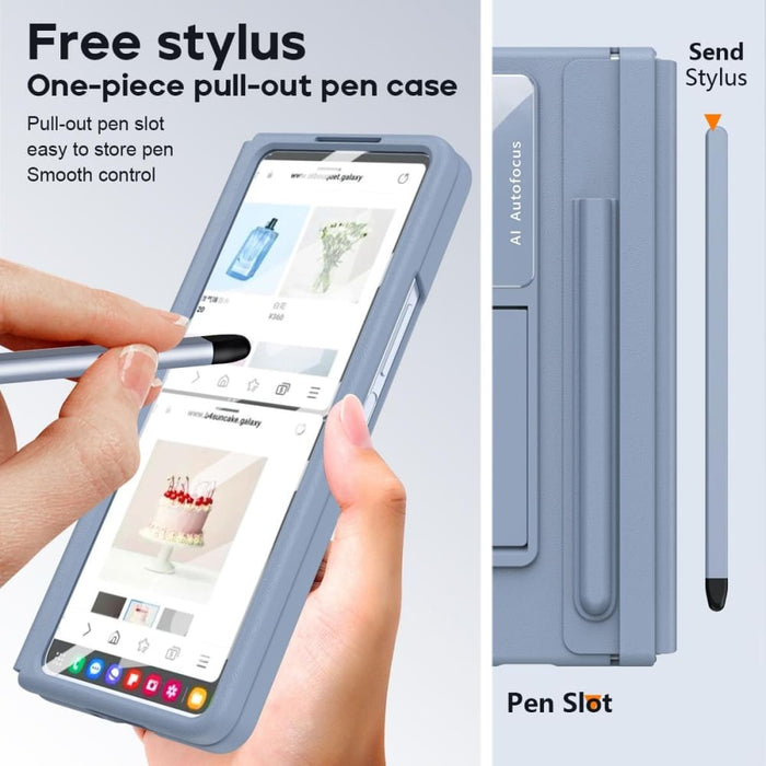 Full Coverage Pu Pc Case With Pen For Samsung Galaxy z Fold